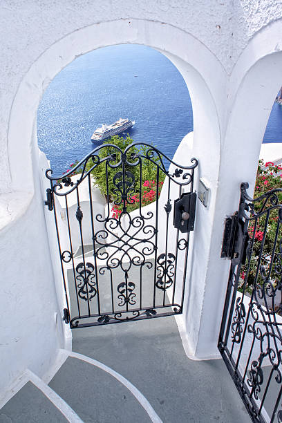 gate  from santorini island - greece - santorini door sea gate bildbanksfoton och bilder