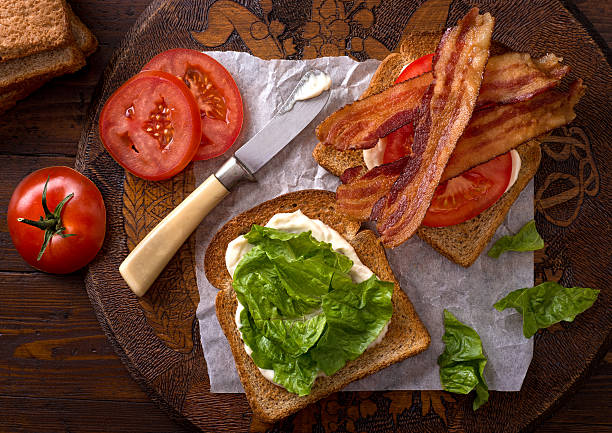 BLT Sandwich (Bacon, Lettuce, and Tomato) stock photo