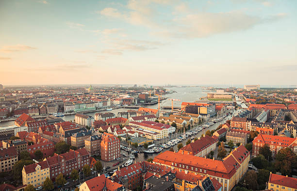 Panoramic view of Copenhagen, Denmark. stock photo