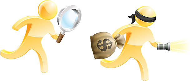 ucieczka karnego - crime flashlight detective symbol stock illustrations