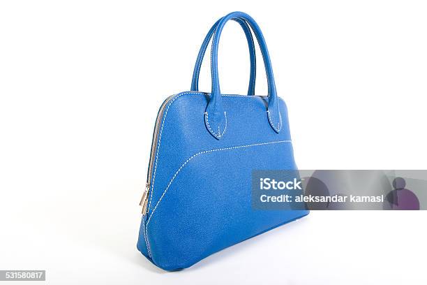 Blue Leather Handbag Stock Photo - Download Image Now - 2015, Adult, Arts Culture and Entertainment