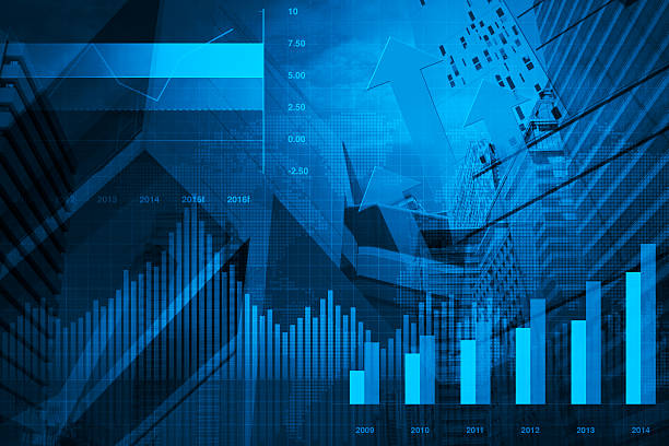 Financial and business chart and graphs stock photo