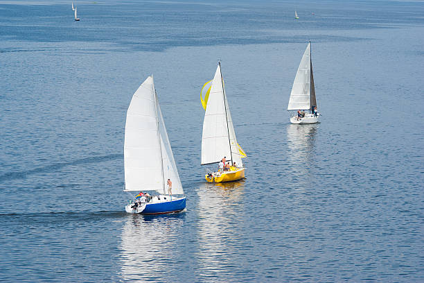 Sailing life on a big Ukrainian river Dnepr near Dnepropetrovsk city