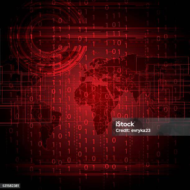 Abstract Tech Binary Red Global Background Stock Illustration - Download Image Now - Computer Software, Coding, Red