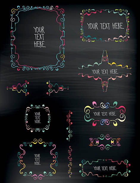 chalkboard set of calligraphic design elements vector art illustration