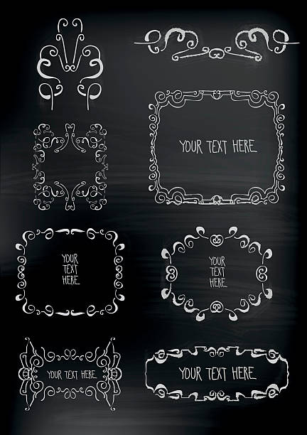 vector chalkboard set of calligraphic design elements vector art illustration