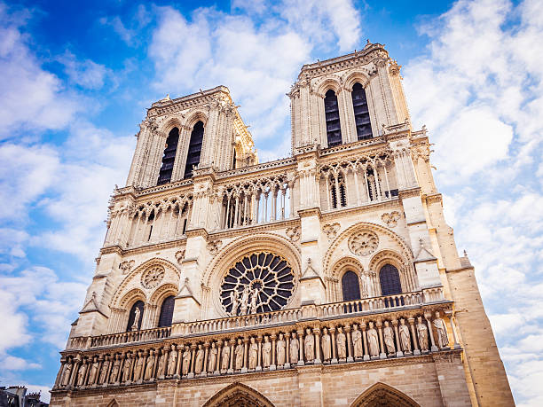 Notre Dame church in Paris - dramatic sky in the background