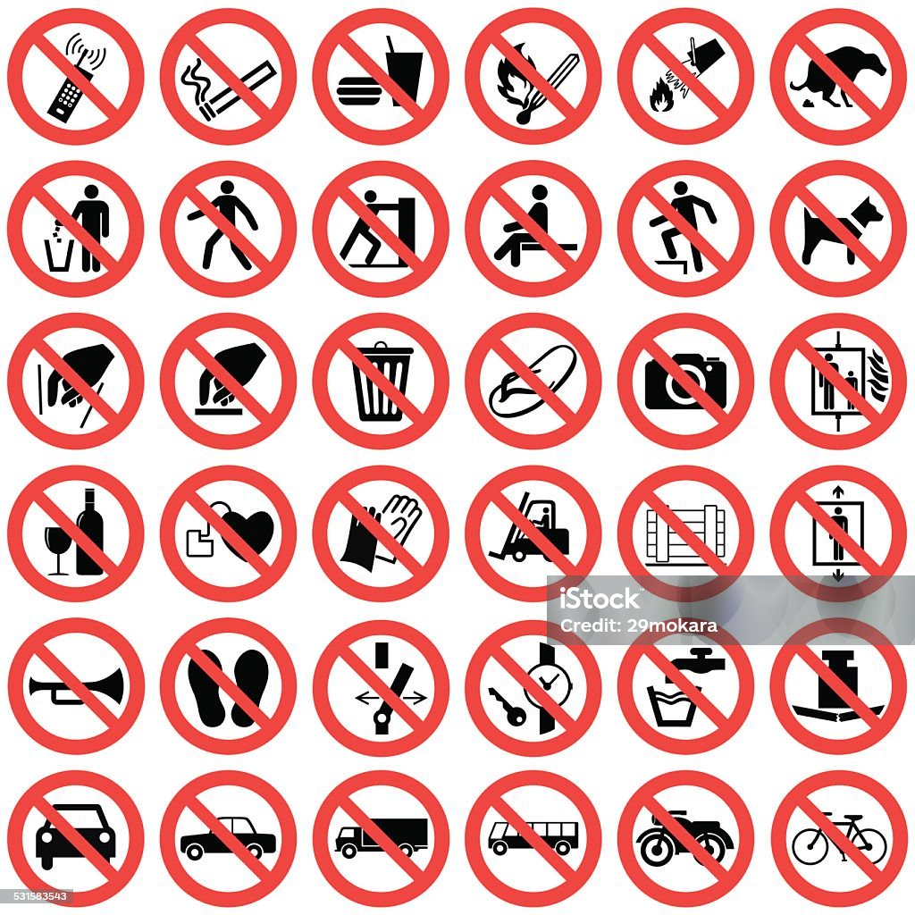 High quality Standard Prohibition sign collection Forbidden stock vector