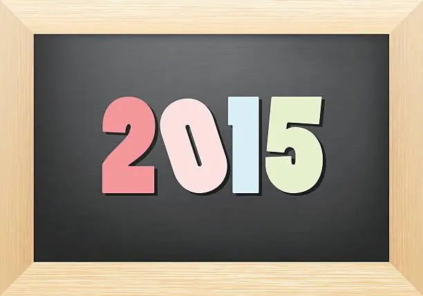 Vector illustration of New year 2015 on blackboard