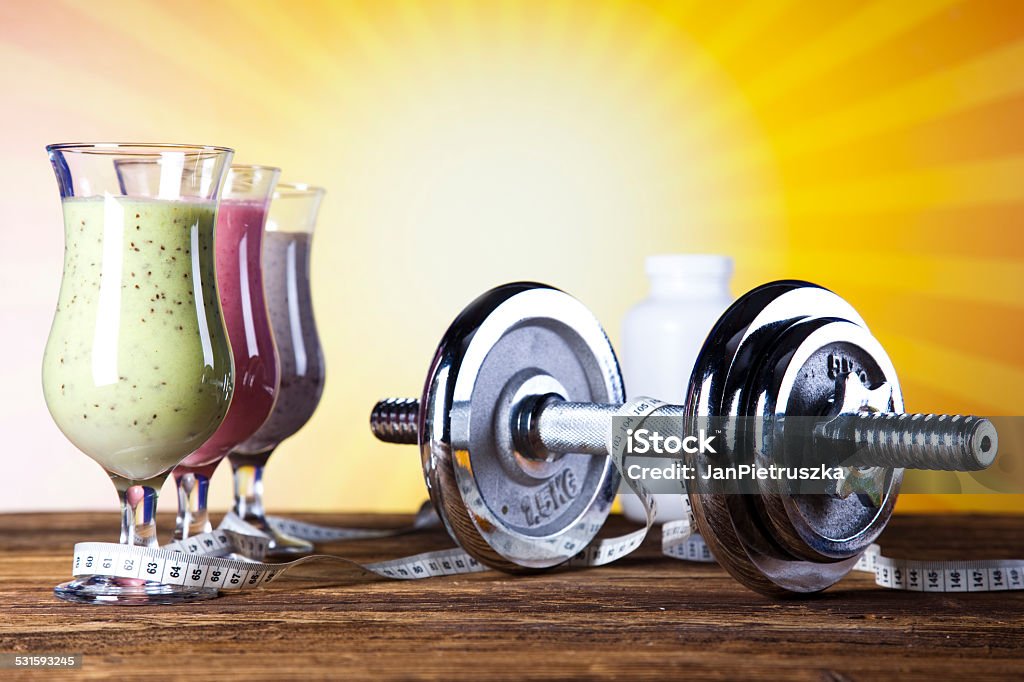 Sport Milk shakes Cocktails with fresh fruits 2015 Stock Photo