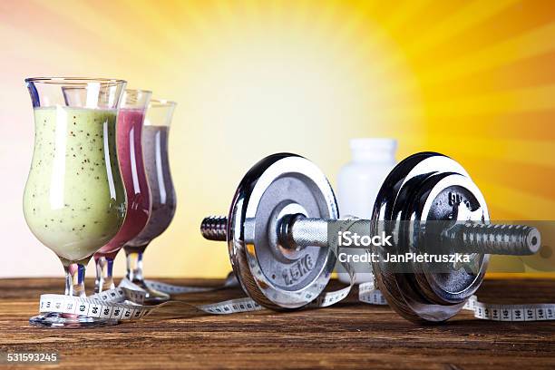 Sport Milk Shakes Stock Photo - Download Image Now - 2015, Antioxidant, Barbell