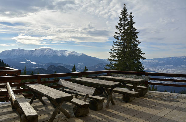 istock Carpathian Mountains in winter. View from terrace on Postavarul cottage 531594709