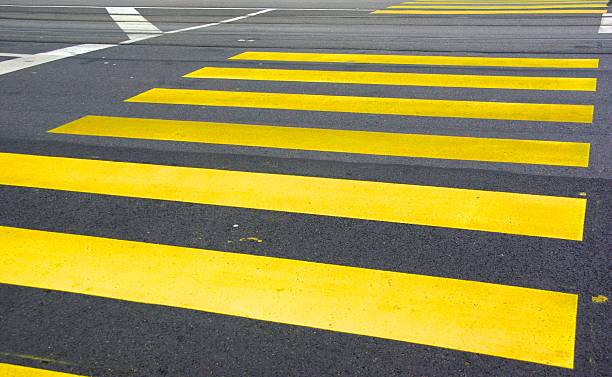 istock Empty and yellow crosswalk, Geneva, Swizterland 531596229
