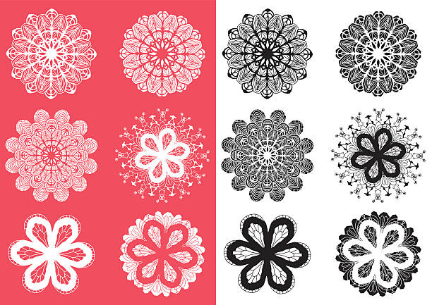 Floral Motif Set vector art illustration