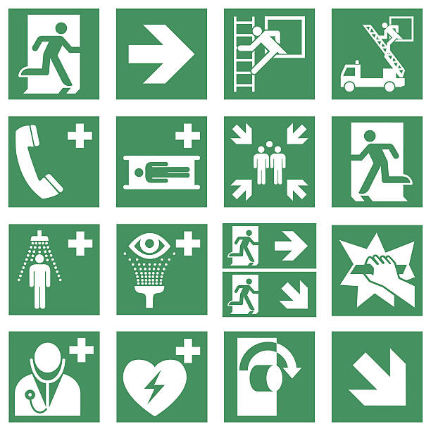 ilustraciones, imágenes clip art, dibujos animados e iconos de stock de estándar de alta calidad de señal de advertencia de seguridad - cpr emergency services urgency emergency sign