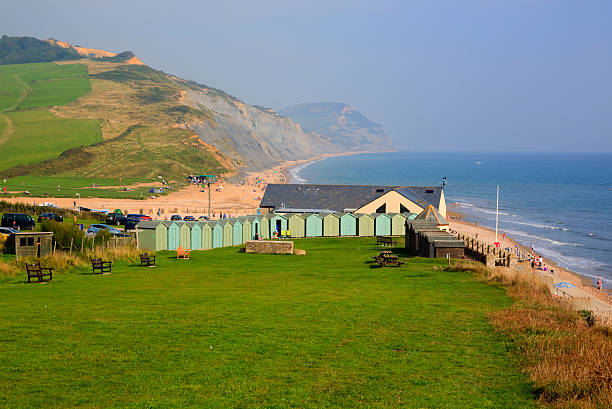 charmouth dorset england uk mit grünen feld hills und die küste - golden cap stock-fotos und bilder