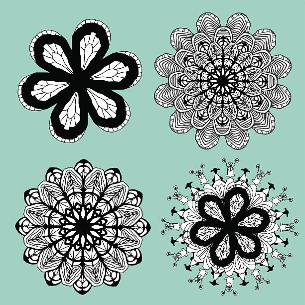 Floral Motif Set vector art illustration