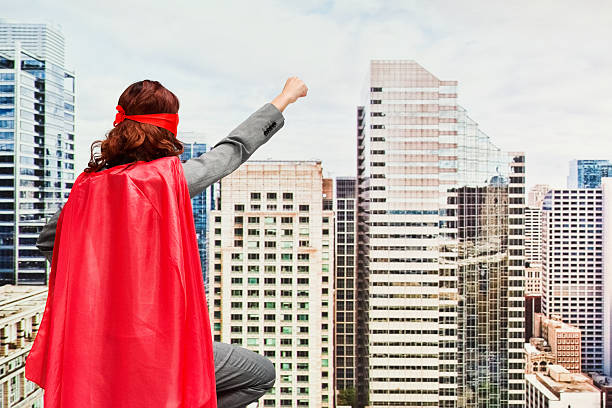 istock Rear view of superhero flying 531605050