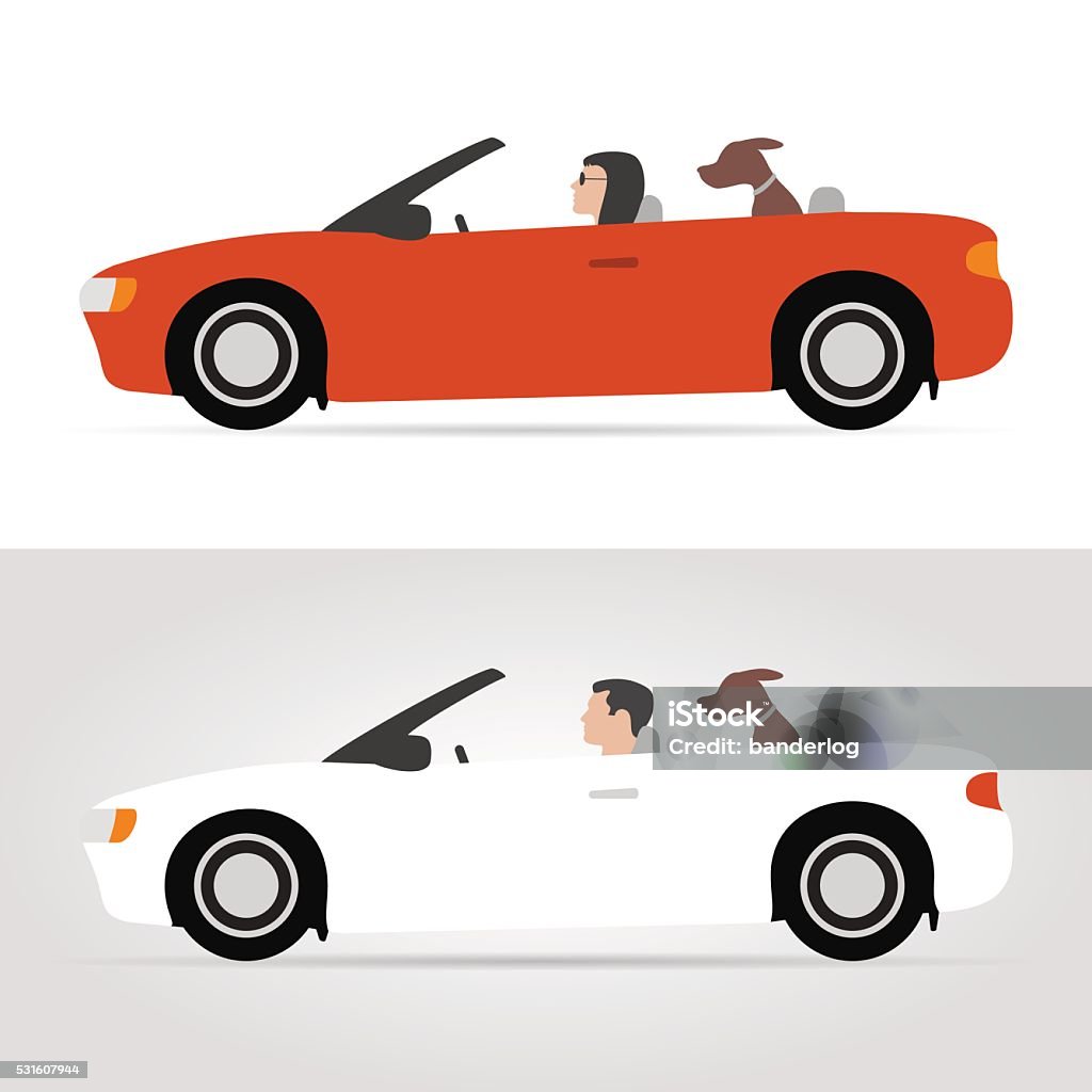 Dog on cabriolet Dog on cabriolet. Vector illustration Convertible stock vector