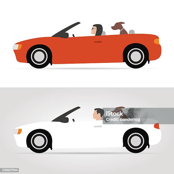 Dog On Cabriolet Stock Illustration - Download Image Now - Convertible, Car, Driving
