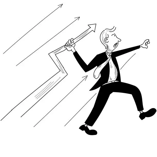 Vector illustration of Business,Businessmen, successful, rise, javelin