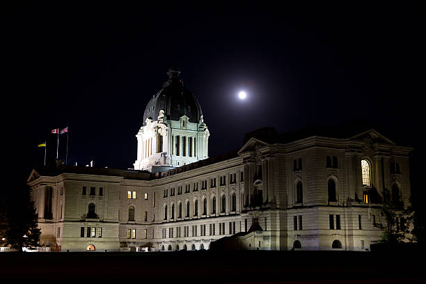 istock Saskatchewan Legislative Building at night with full moon 531608900