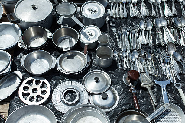 istock aluminum cookware for sale at a flea market 531609217