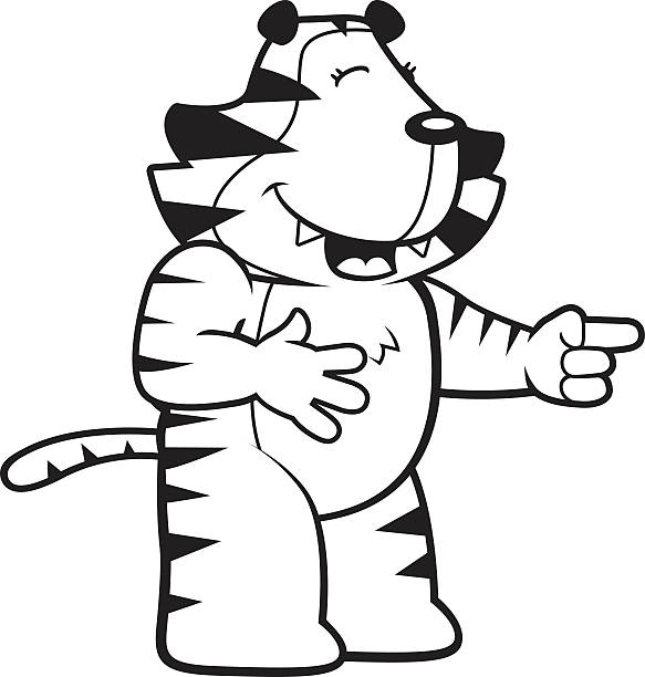 tiger śmiać się - tiger pointing vector cartoon stock illustrations