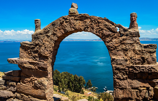 Famous arches on Lake Titicaca - Taquille Island