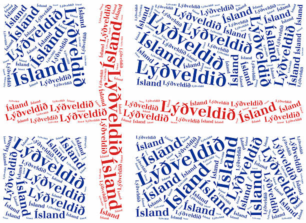 National flag of Iceland. Word cloud illustration.