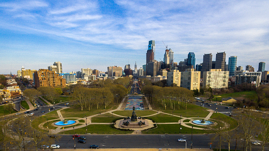 Aerial view of the Benjamin Franklin Parkway 