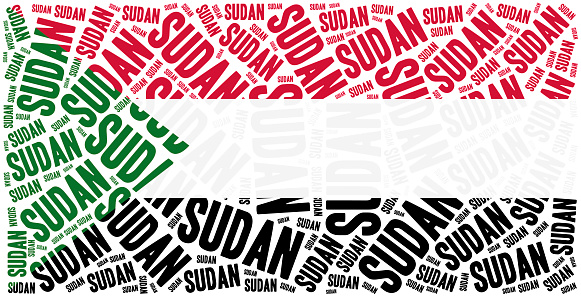 National flag of Sudan. Word cloud illustration.