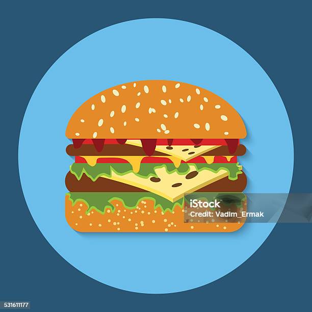 Hamburger Icon Stock Illustration - Download Image Now - 2015, Bread, Burger