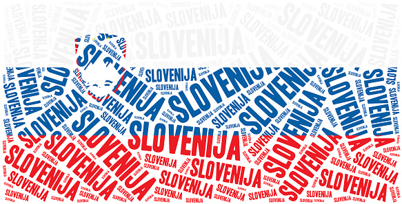 National flag of Slovenia. Word cloud illustration. Inscription stands: Slovenia.