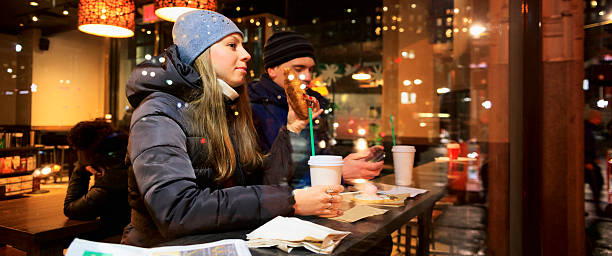 istock Man and women in the  cafe 531611693