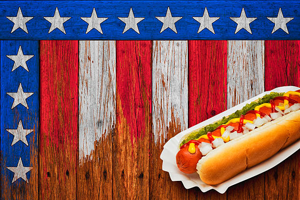 국가주의 피크닉 핫도그 - us memorial day flag hot dog usa 뉴스 사진 이미지