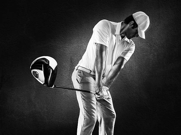 B&W Golfer stock photo
