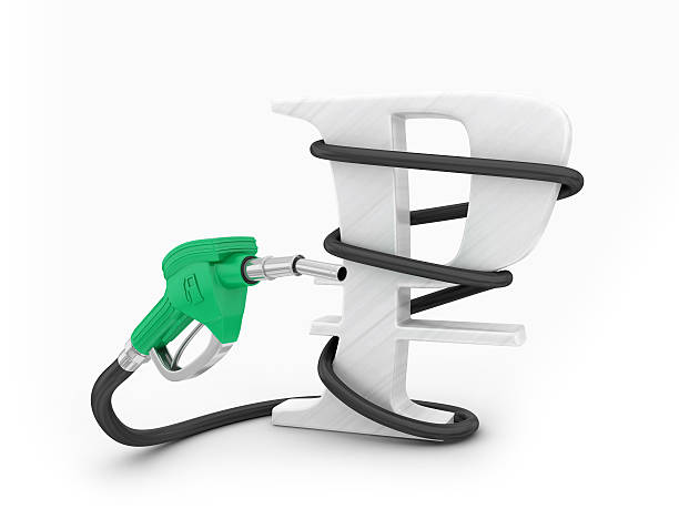 istock Gas pump with rouble sign 531612909
