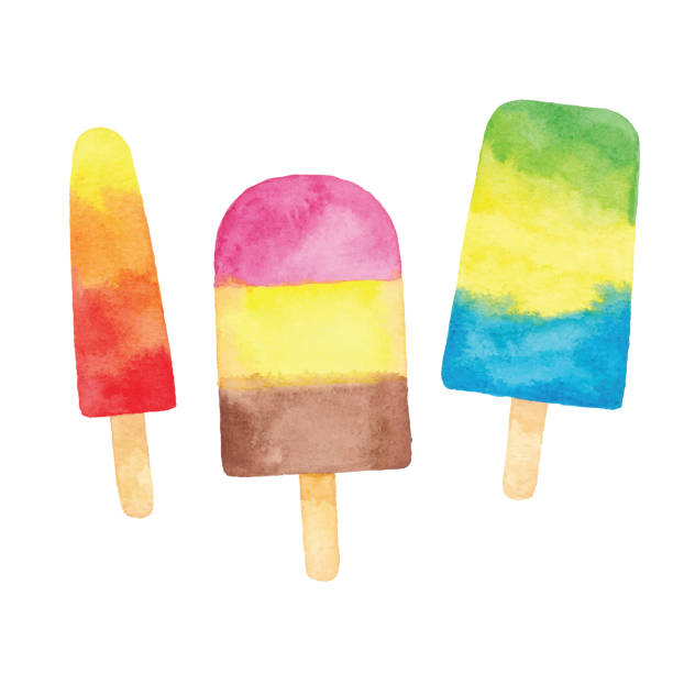 Watercolor Popsicle Vector illustration of popsicle. popsicle stock illustrations