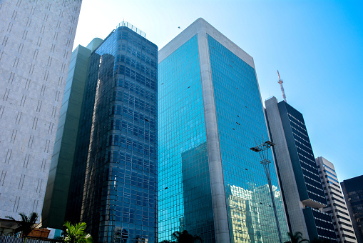 Building the Paulista Avenue in SÃ£o Paulo, skyscraper windows with glass and concrete structure