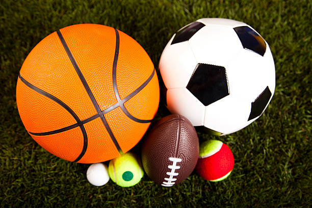 istock Assorted sports equipment and grass 531613903