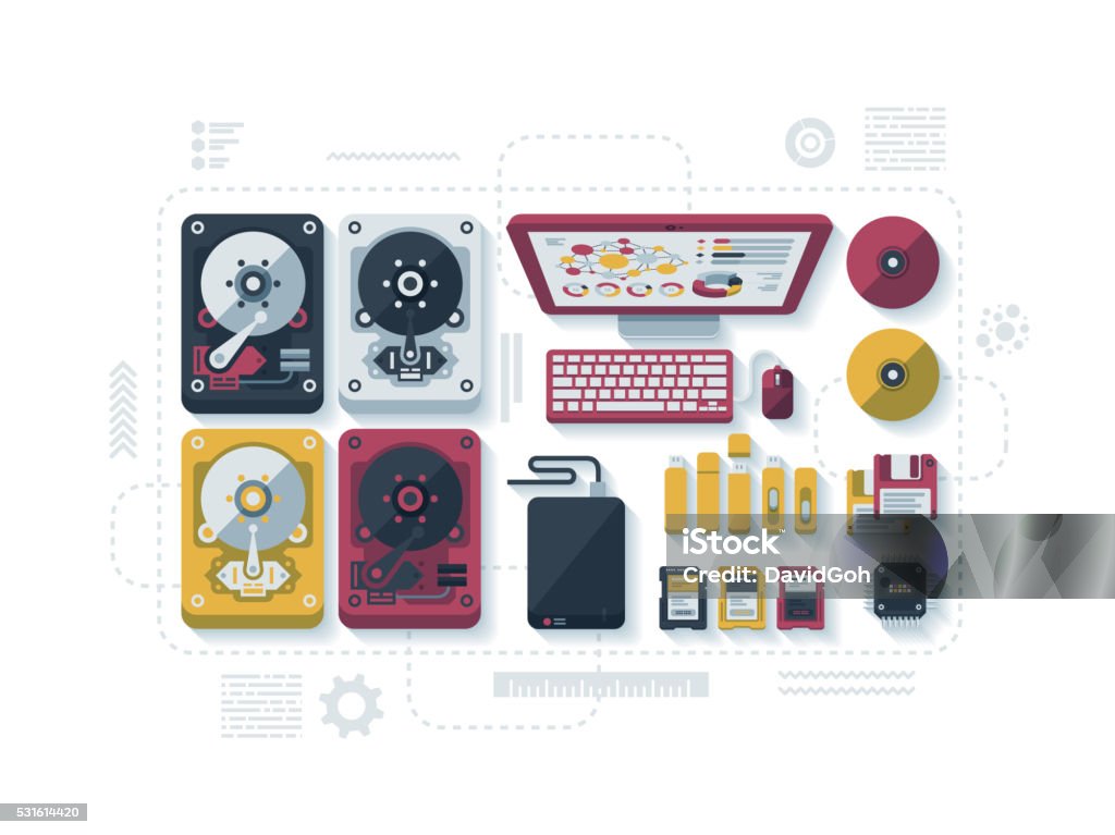 Computer Storage Design Data Storage Flat Design Concept Stock Illustration - Download Image ...