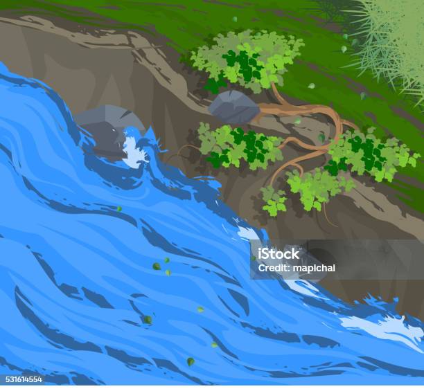 Creek Nature And Forest-vektorgrafik och fler bilder på Fors - Flod - Fors - Flod, Flod, Tropisk regnskog