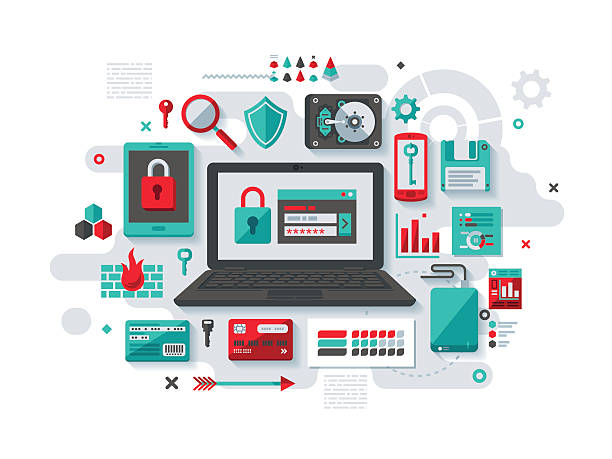 it security flat design concept - cybersecurity stock illustrations