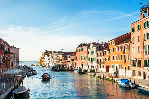 Scenic canal at sunset in Venice, Italy