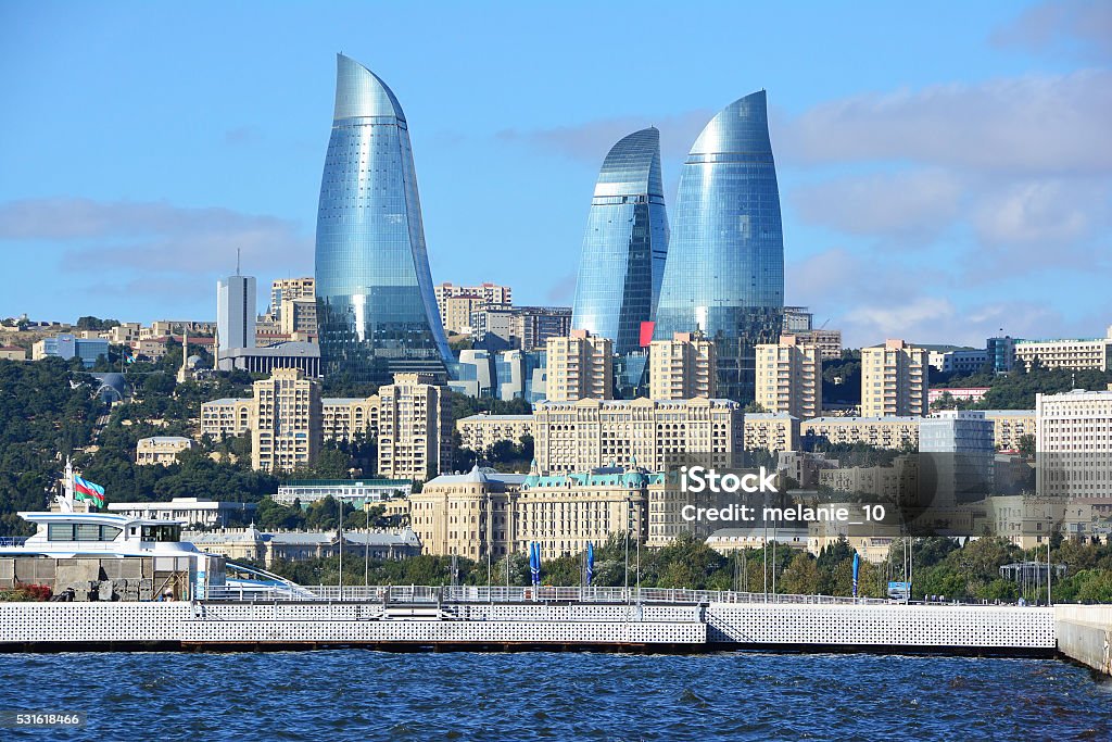 Flame Towers of Baku Azerbaijan Stock Photo