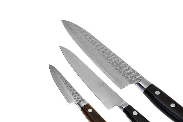 istock Three Multifunction Japanese Kitchen Or  Chief Knife Isolated On 531619750