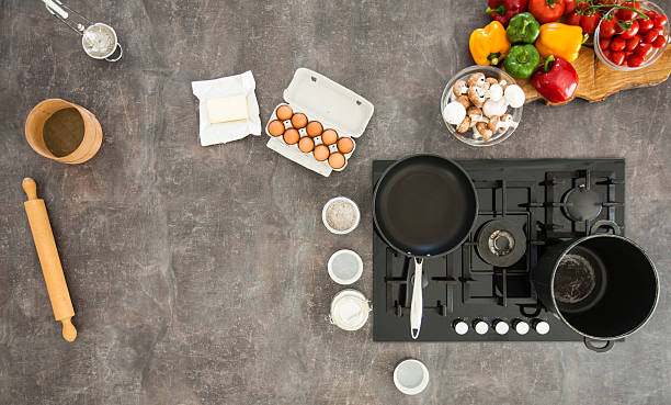istock Overhead view of kitchen counter with stove 531620736