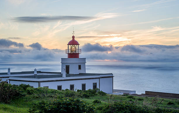 istock Romantic sunset view of lighted lightouse 531621000