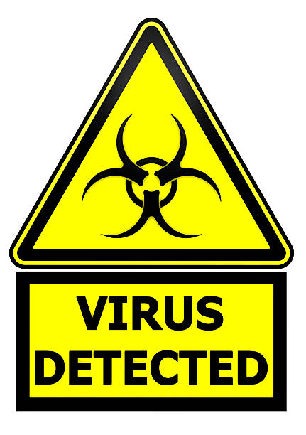 ウイルスが検出されました。注意看板 - biohazard symbol computer bug biology virus ストックフォトと画像